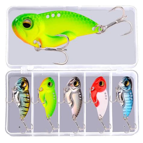 5pcs box hard vib metal wobble fish|5Pcs/Box Fishing Lures Metal VIB Hard Spinner Blade Baits with .